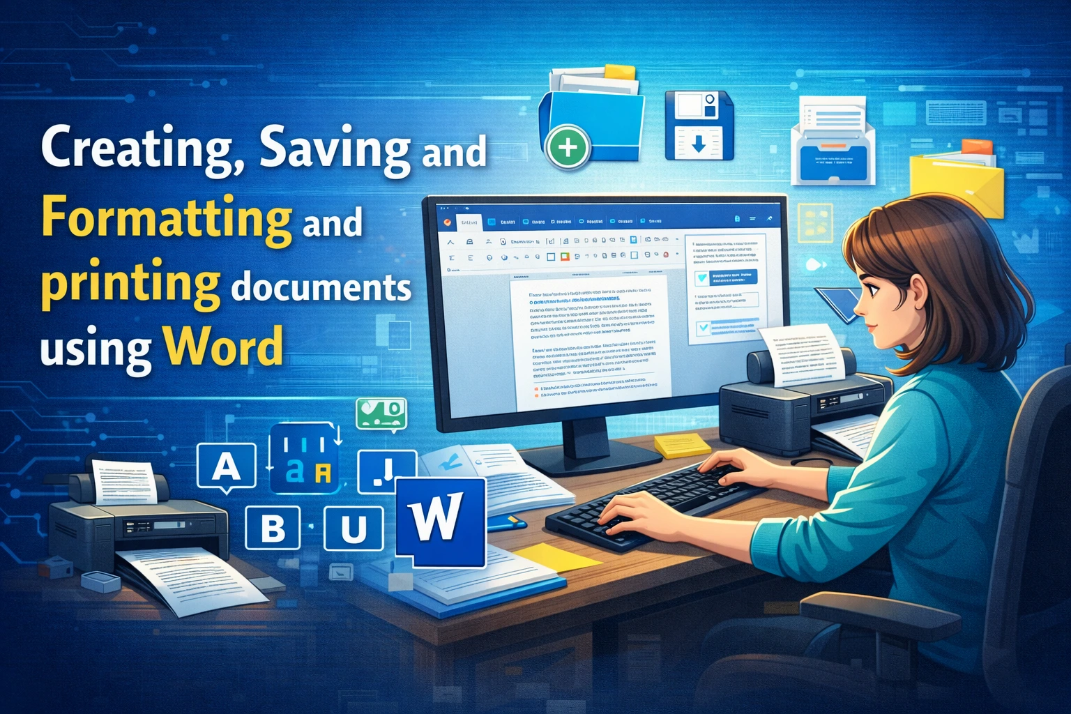 Creating Saving and Formatting and printing documents using Word